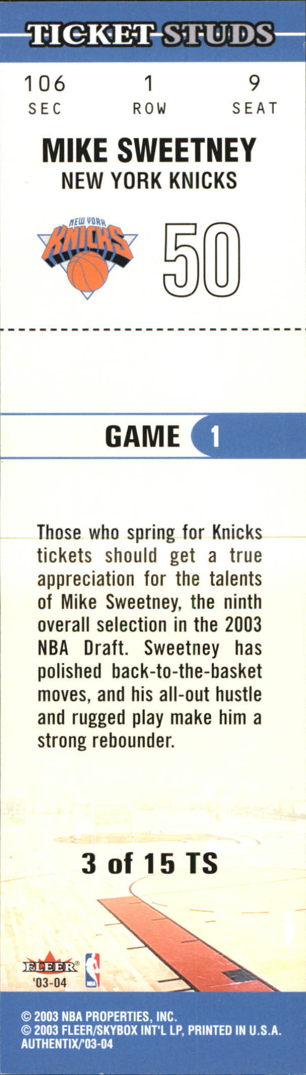 2003/2004 Authentix (Fleer) Basketball - Picture 299 of 319