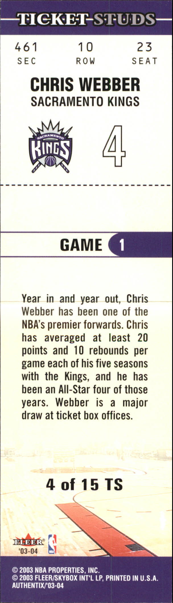 2003/2004 Authentix (Fleer) Basketball - Picture 301 of 319