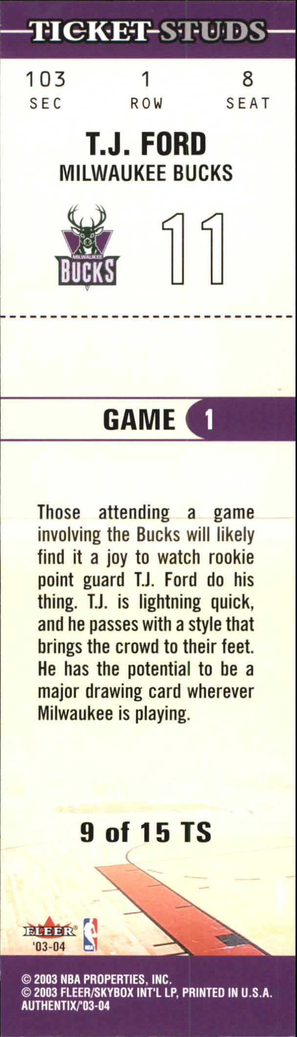 2003/2004 Authentix (Fleer) Basketball - Picture 309 of 319