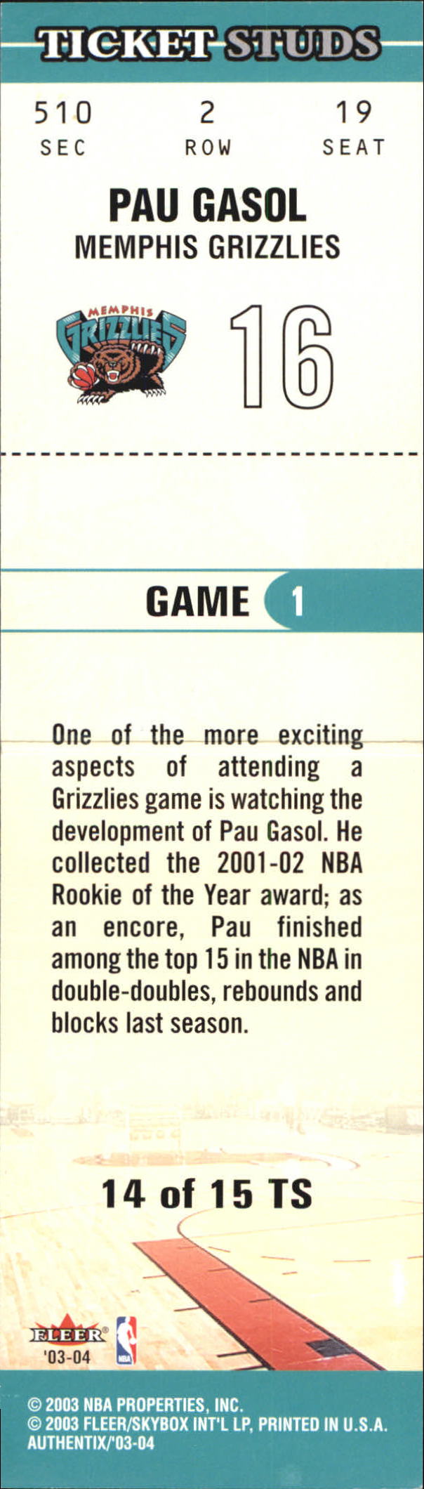 2003/2004 Authentix (Fleer) Basketball - Picture 317 of 319