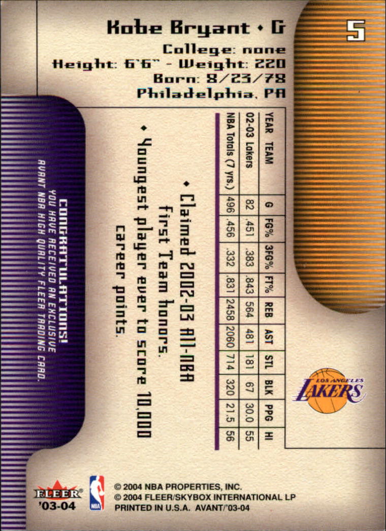 2003/2004 Avant (Fleer) Basketball - Picture 11 of 131