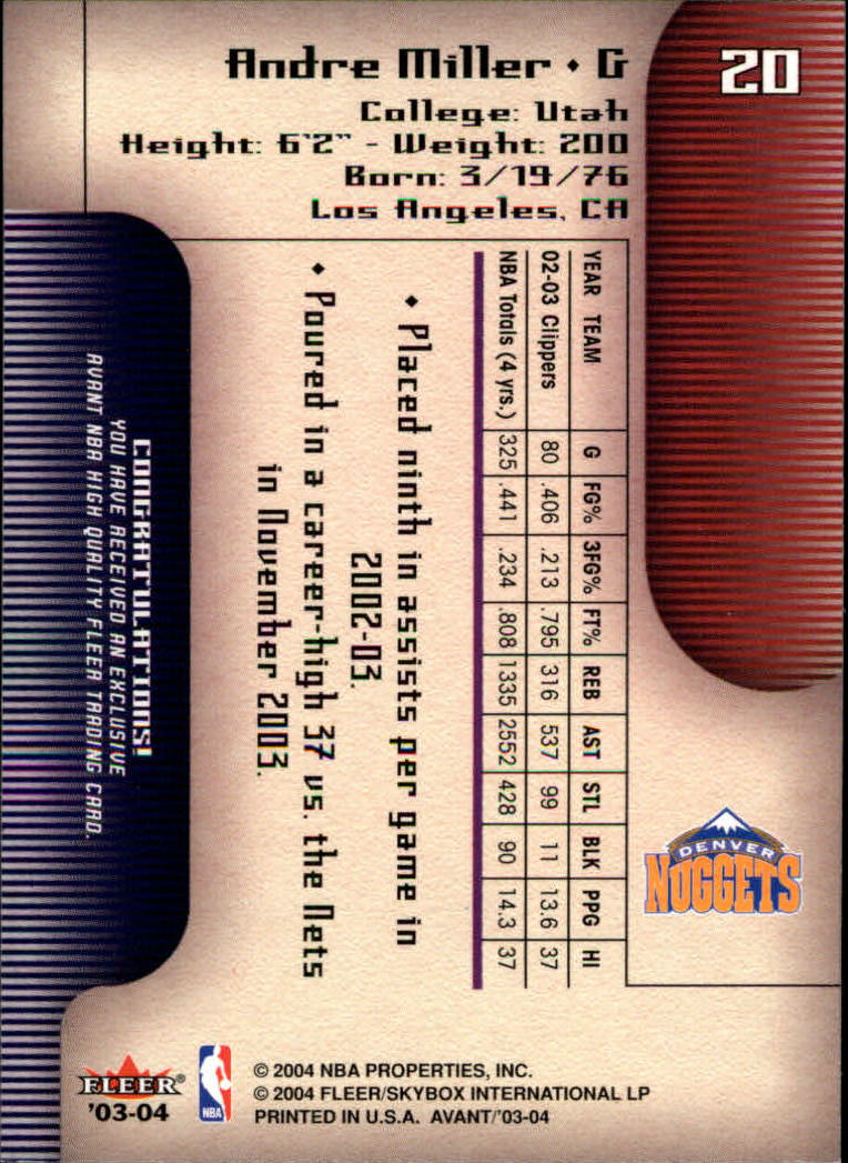 2003/2004 Avant (Fleer) Basketball - Picture 41 of 131