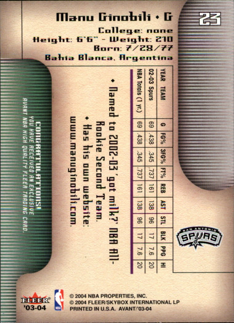 2003/2004 Avant (Fleer) Basketball - Picture 47 of 131