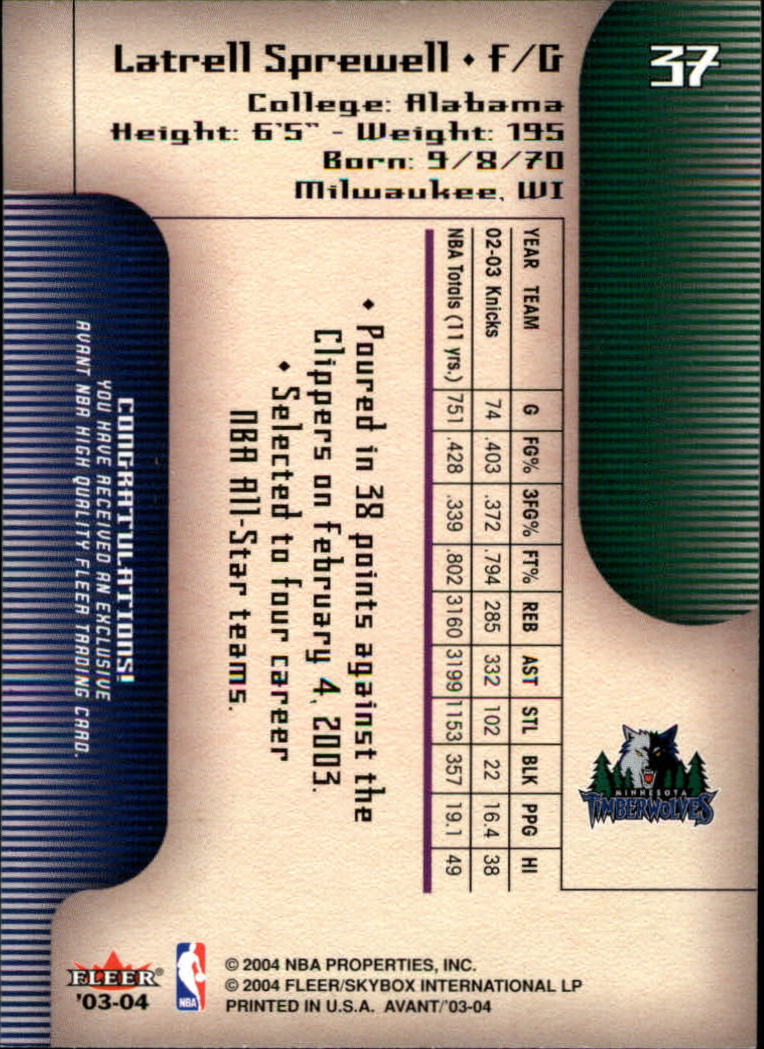 2003/2004 Avant (Fleer) Basketball - Picture 75 of 131