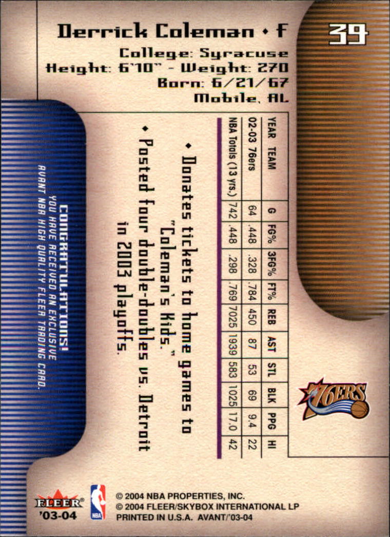 2003/2004 Avant (Fleer) Basketball - Picture 79 of 131