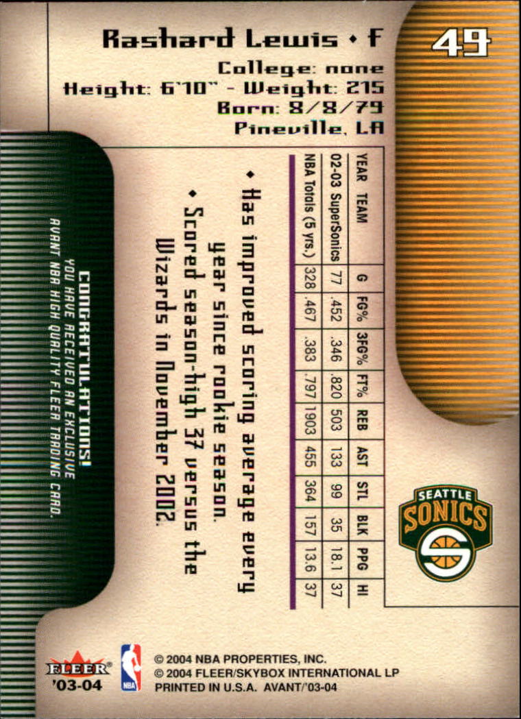 2003/2004 Avant (Fleer) Basketball - Picture 99 of 131