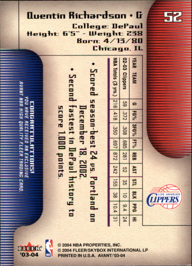 2003/2004 Avant (Fleer) Basketball - Picture 105 of 131