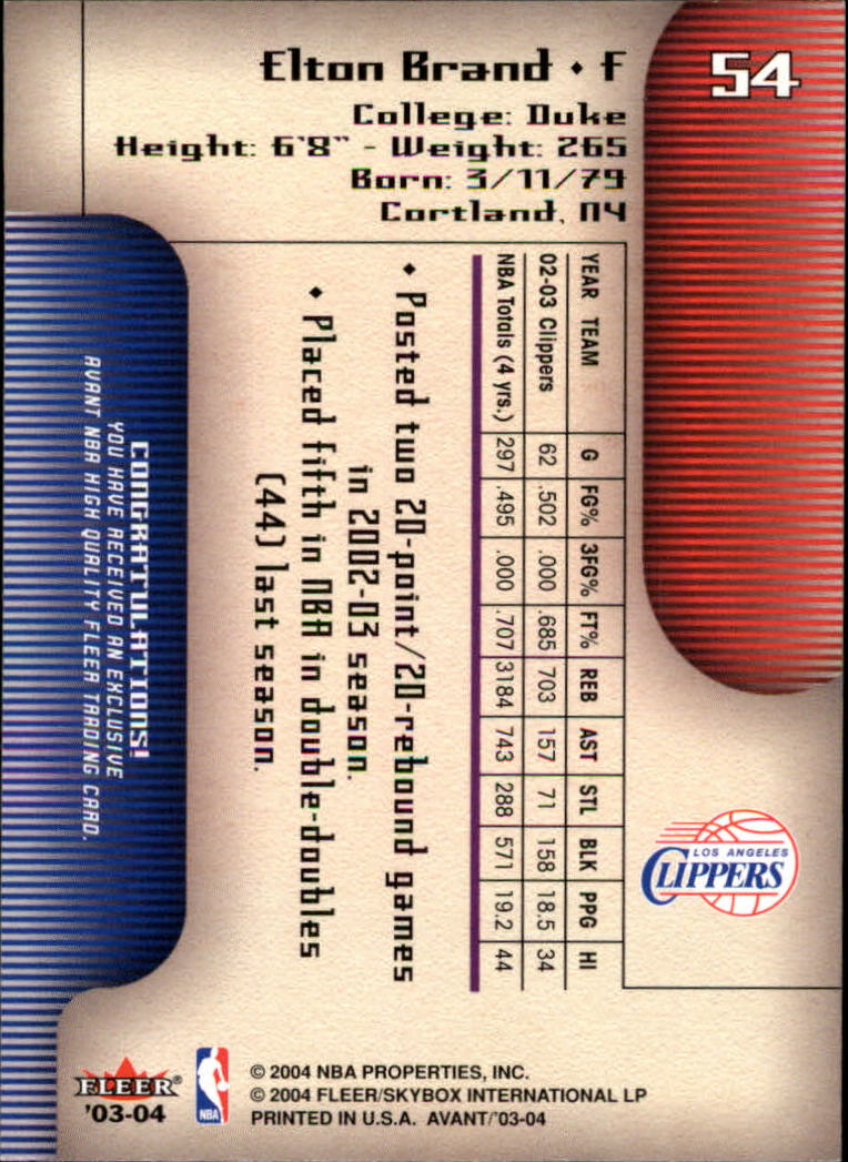 2003/2004 Avant (Fleer) Basketball - Picture 109 of 131