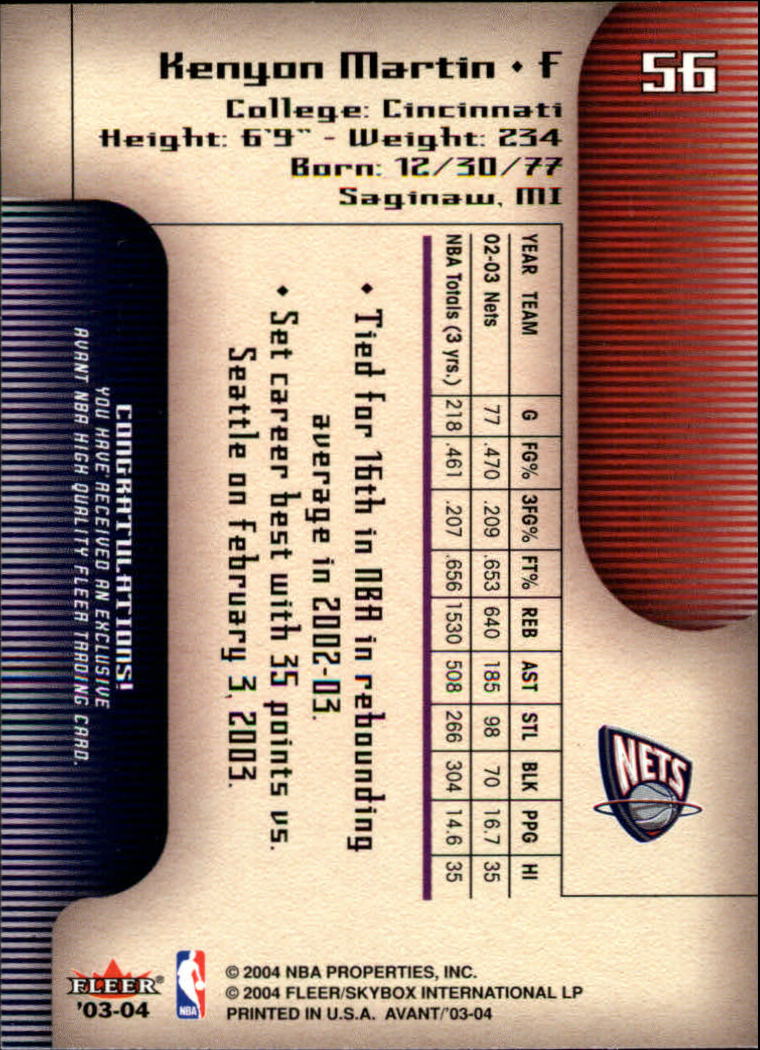 2003/2004 Avant (Fleer) Basketball - Picture 113 of 131