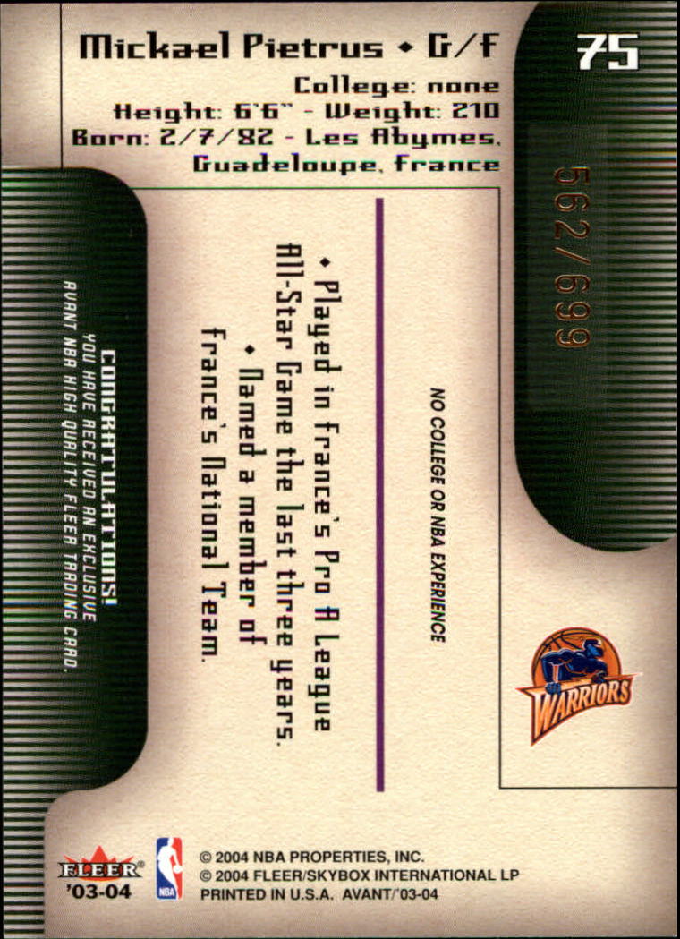 2003/2004 Avant (Fleer) Basketball - Picture 119 of 131