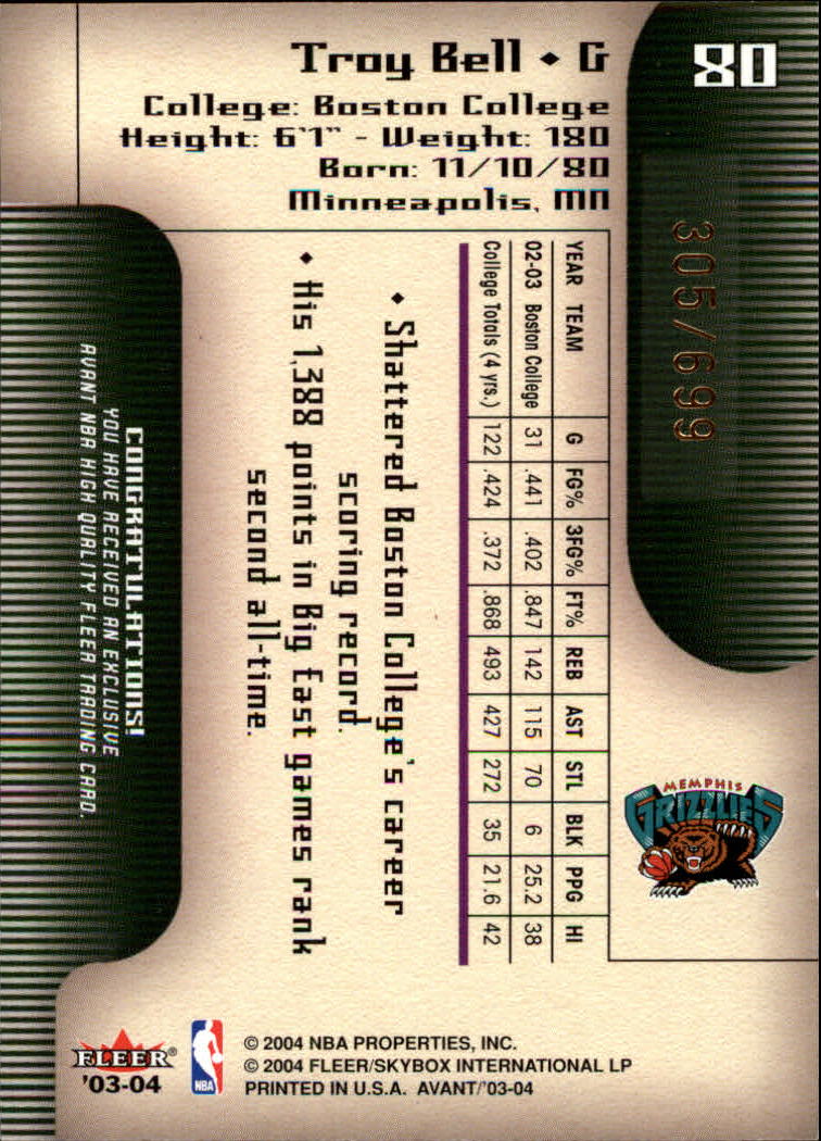 2003/2004 Avant (Fleer) Basketball - Picture 121 of 131