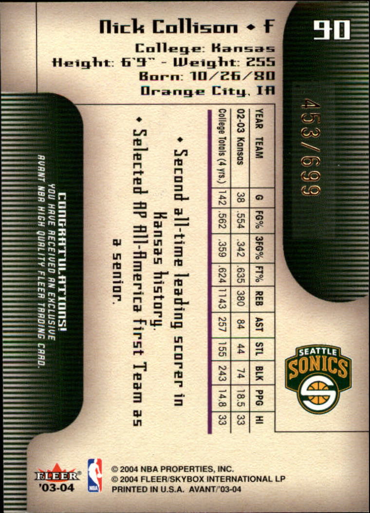 2003/2004 Avant (Fleer) Basketball - Picture 127 of 131