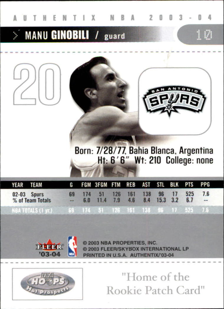 2003/2004 Authentix (Fleer) Basketball - Picture 21 of 319
