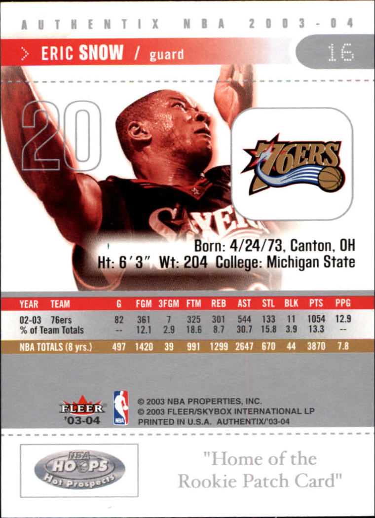 2003/2004 Authentix (Fleer) Basketball - Picture 33 of 319