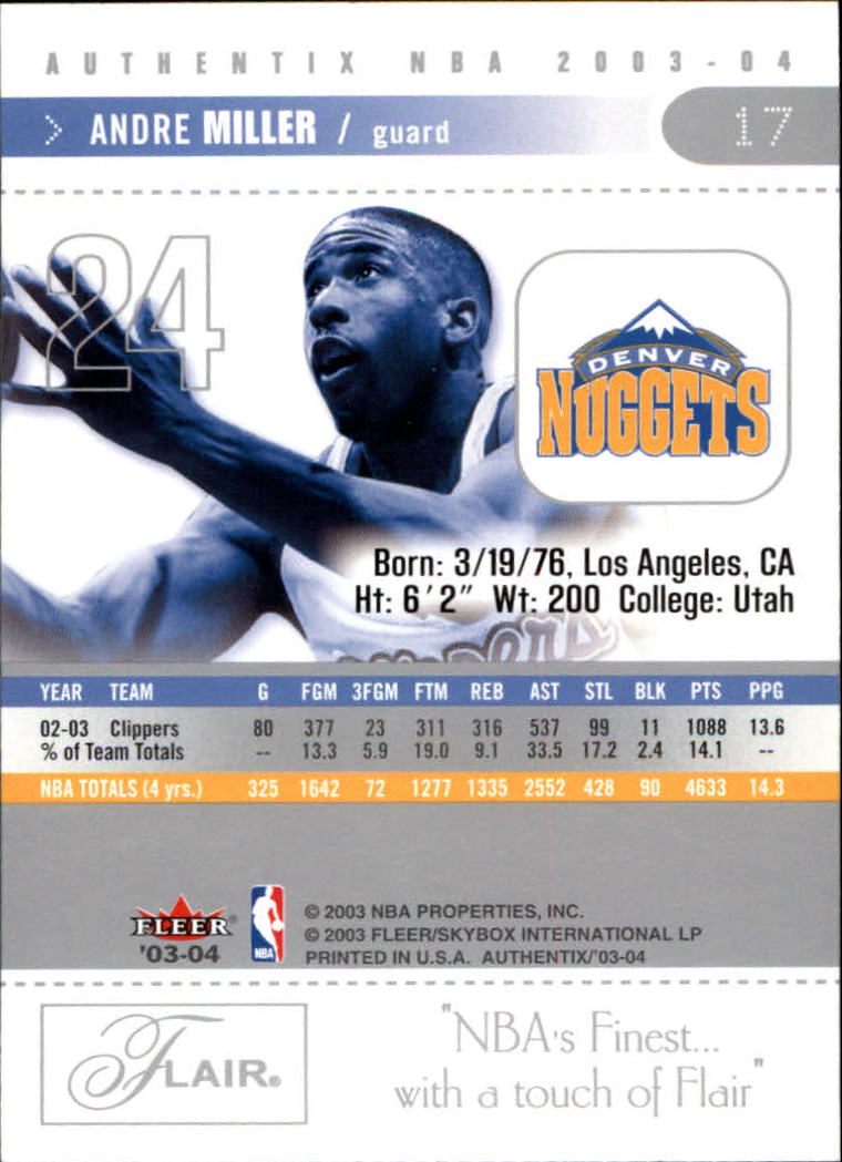 2003/2004 Authentix (Fleer) Basketball - Picture 35 of 319