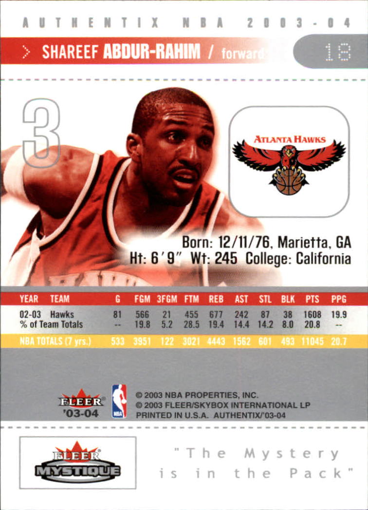 2003/2004 Authentix (Fleer) Basketball - Picture 37 of 319