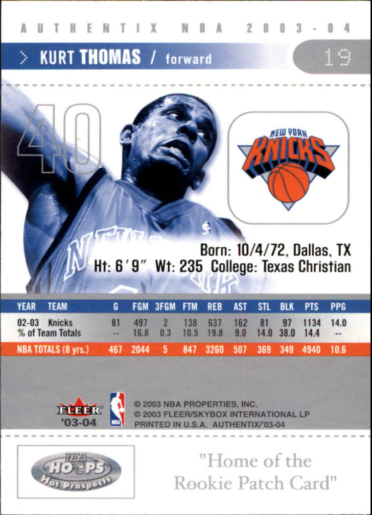 2003/2004 Authentix (Fleer) Basketball - Picture 39 of 319