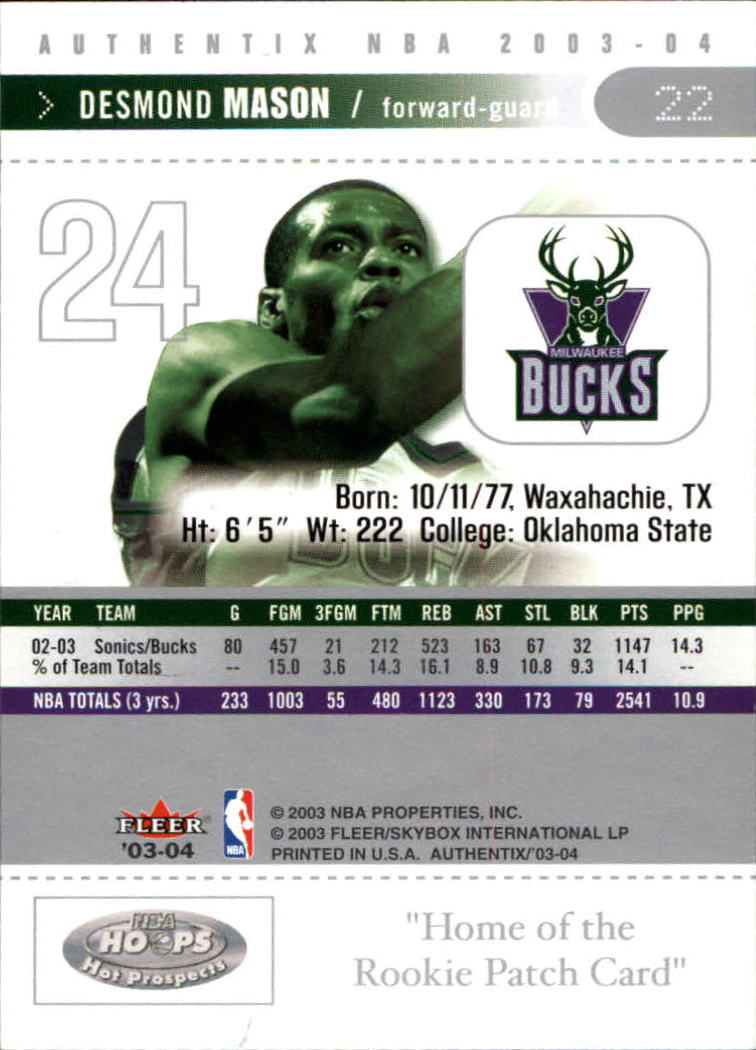 2003/2004 Authentix (Fleer) Basketball - Picture 45 of 319