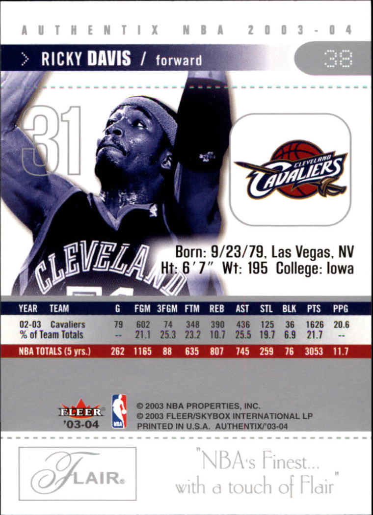 2003/2004 Authentix (Fleer) Basketball - Picture 77 of 319