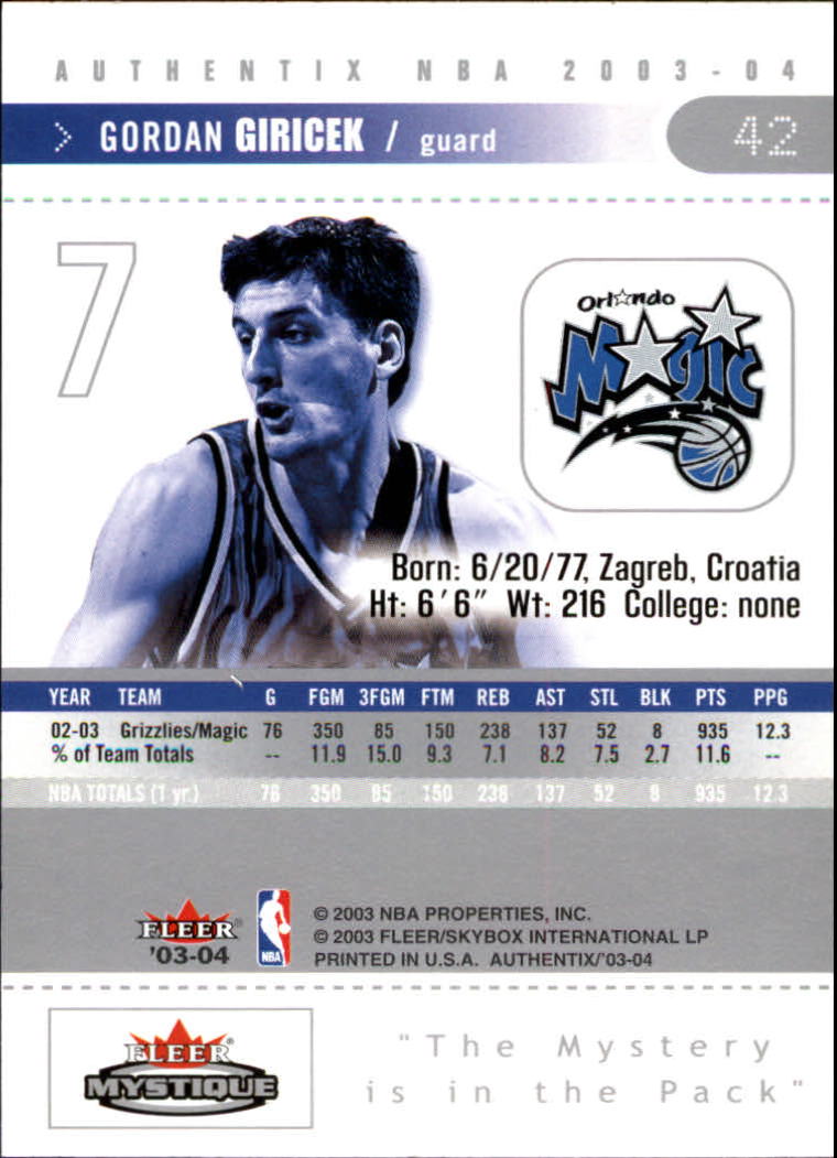 2003/2004 Authentix (Fleer) Basketball - Picture 85 of 319