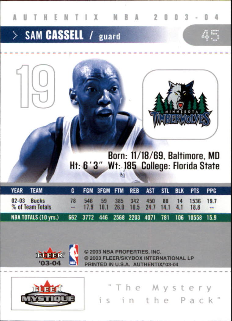 2003/2004 Authentix (Fleer) Basketball - Picture 91 of 319