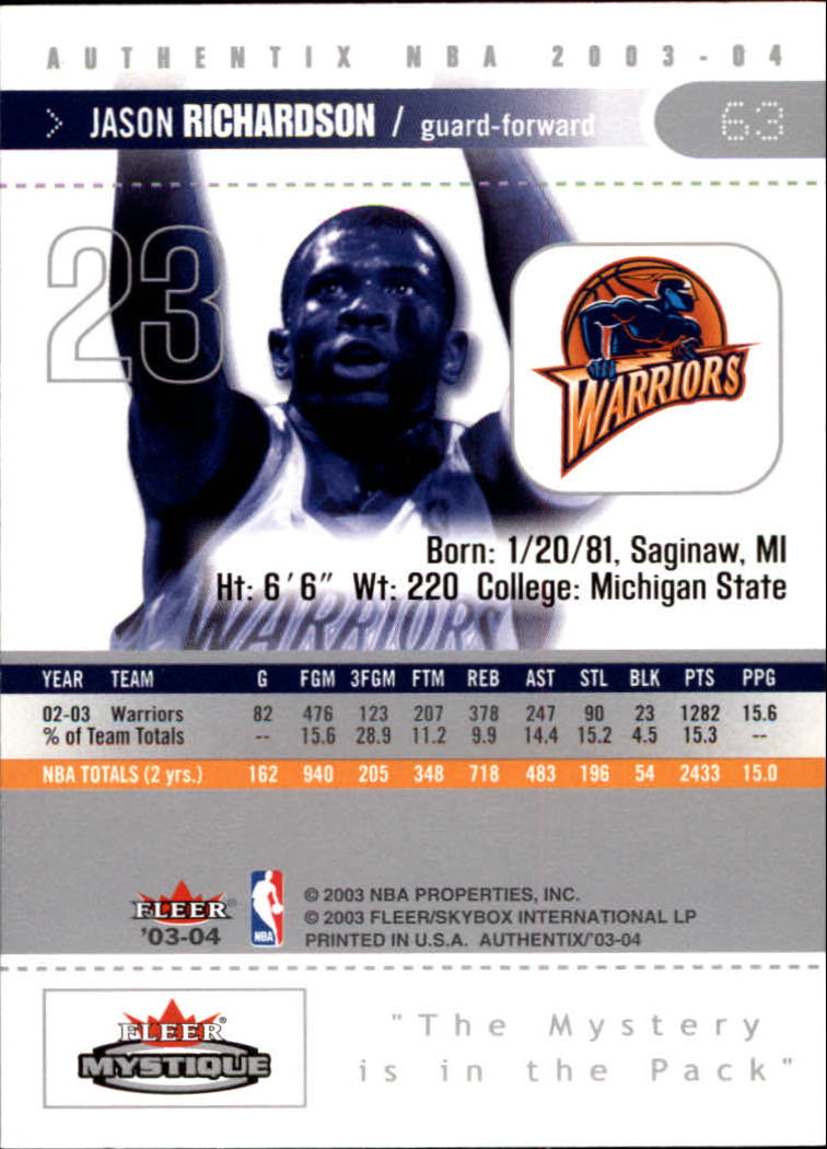 2003/2004 Authentix (Fleer) Basketball - Picture 127 of 319