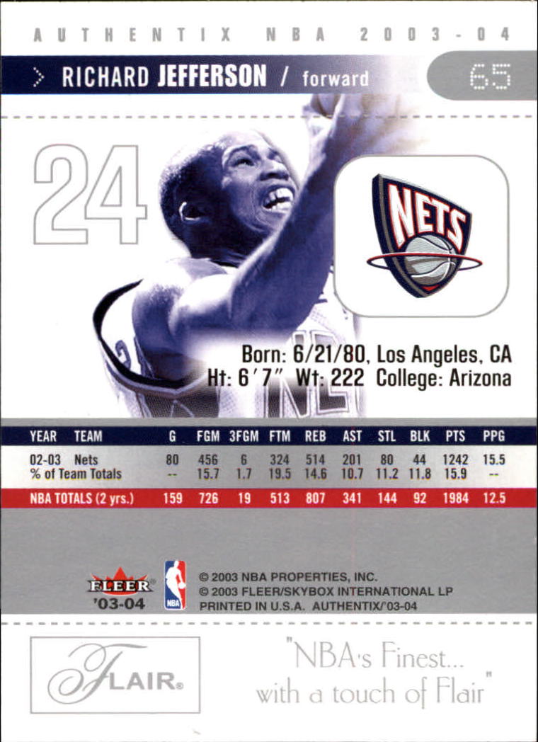 2003/2004 Authentix (Fleer) Basketball - Picture 131 of 319