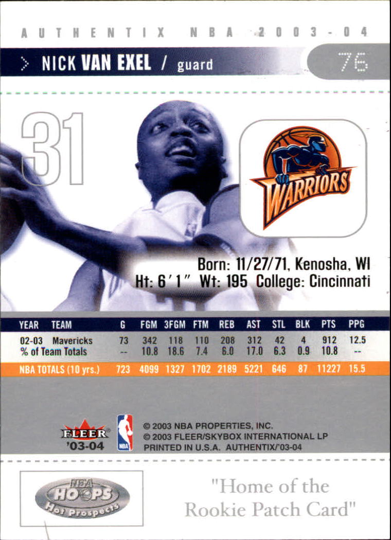2003/2004 Authentix (Fleer) Basketball - Picture 153 of 319