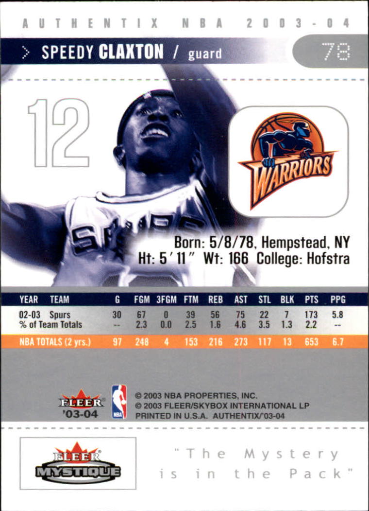 2003/2004 Authentix (Fleer) Basketball - Picture 157 of 319