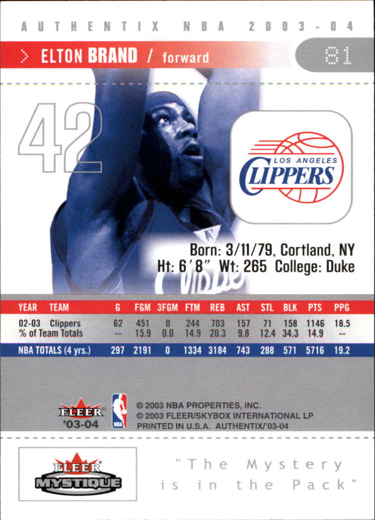 2003/2004 Authentix (Fleer) Basketball - Picture 163 of 319