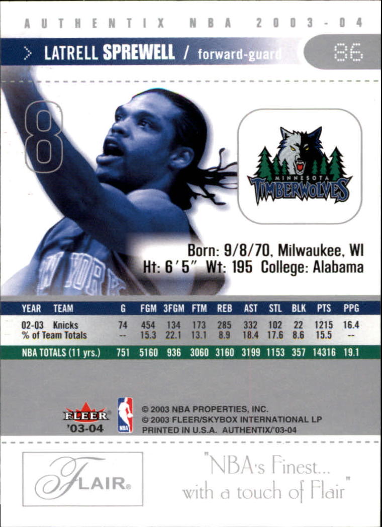 2003/2004 Authentix (Fleer) Basketball - Picture 173 of 319