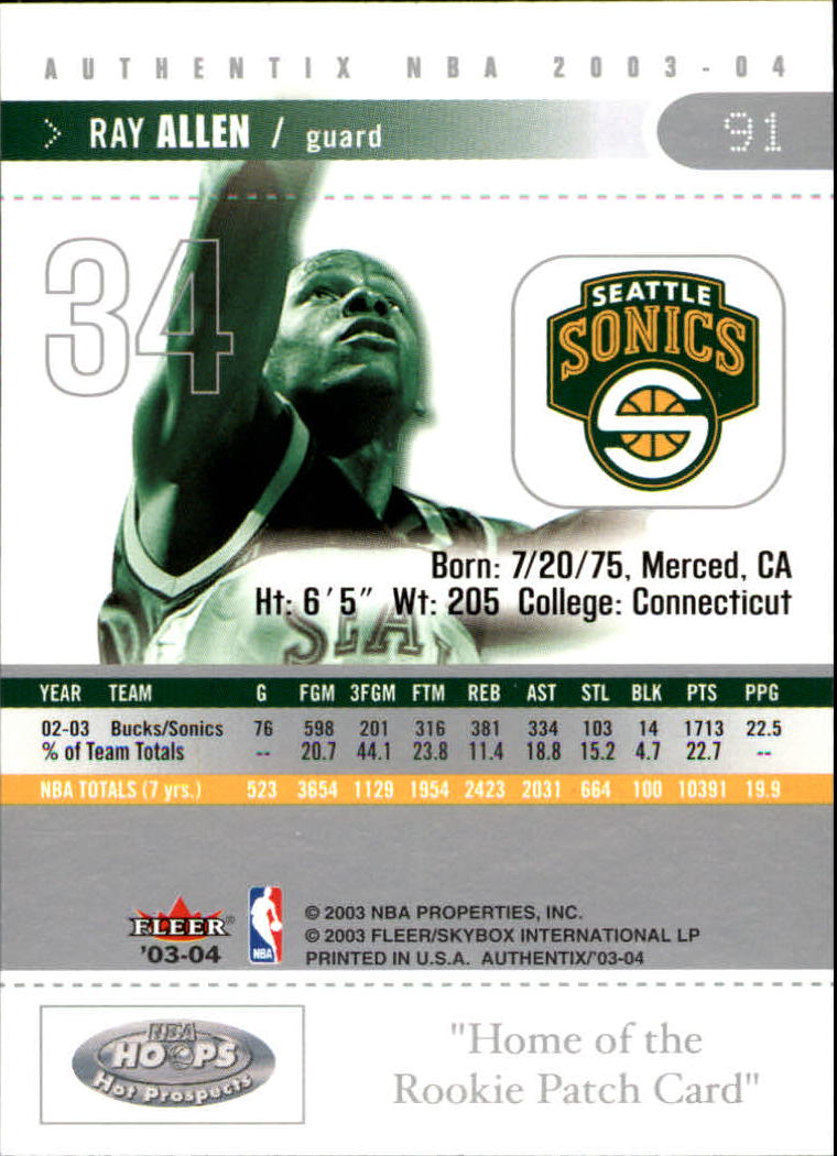 2003/2004 Authentix (Fleer) Basketball - Picture 183 of 319