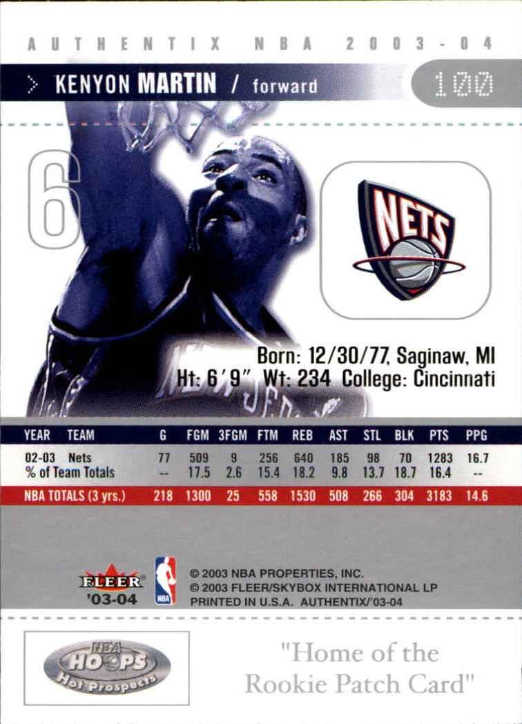 2003/2004 Authentix (Fleer) Basketball - Picture 201 of 319