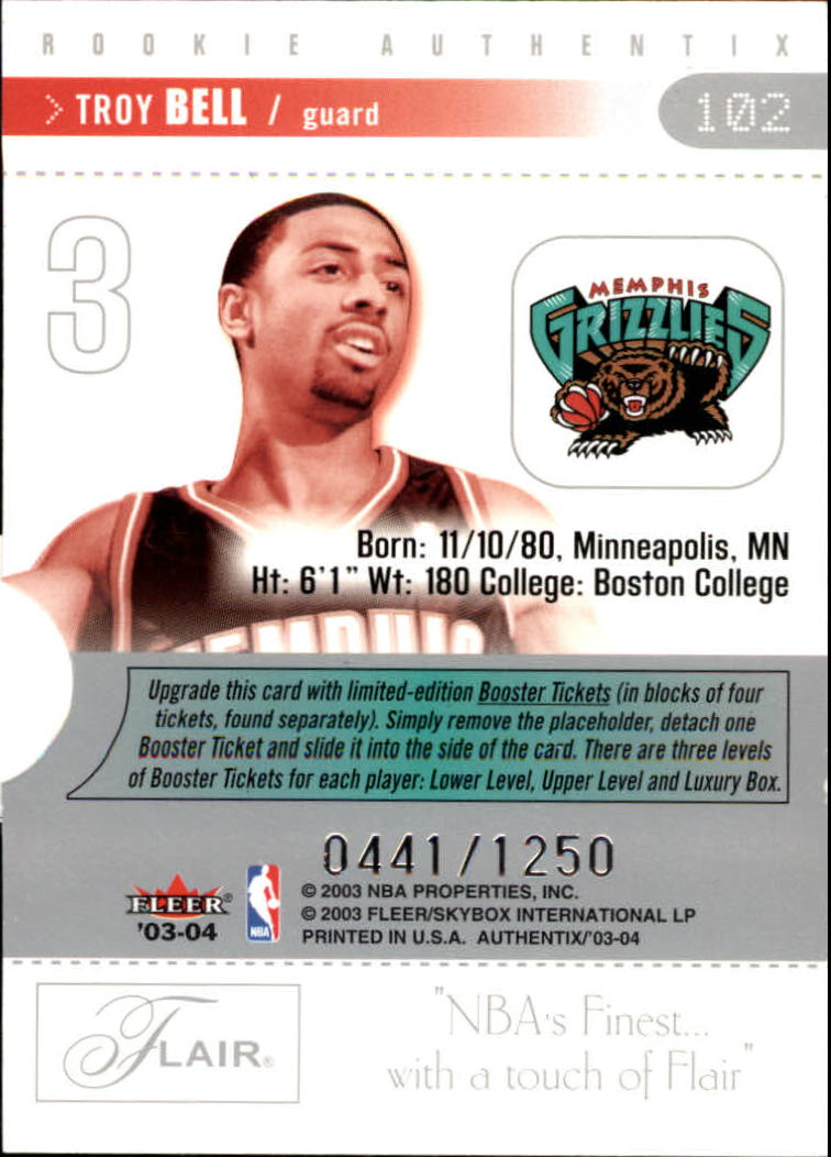 2003/2004 Authentix (Fleer) Basketball - Picture 205 of 319