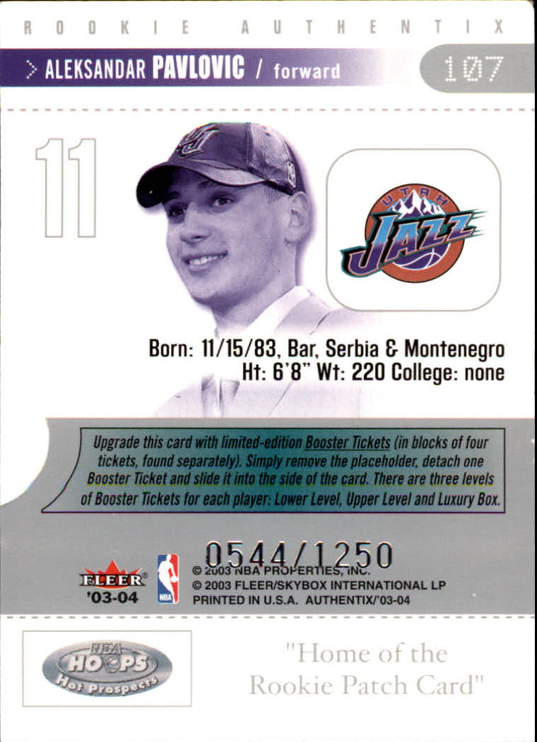 2003/2004 Authentix (Fleer) Basketball - Picture 213 of 319