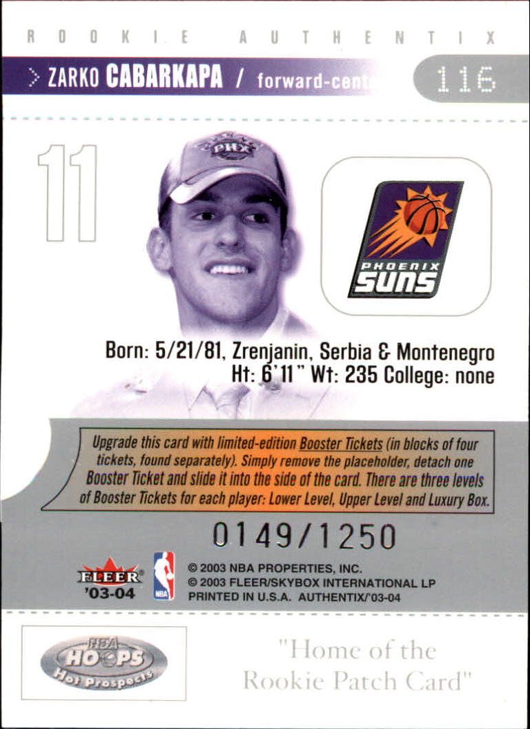2003/2004 Authentix (Fleer) Basketball - Picture 229 of 319