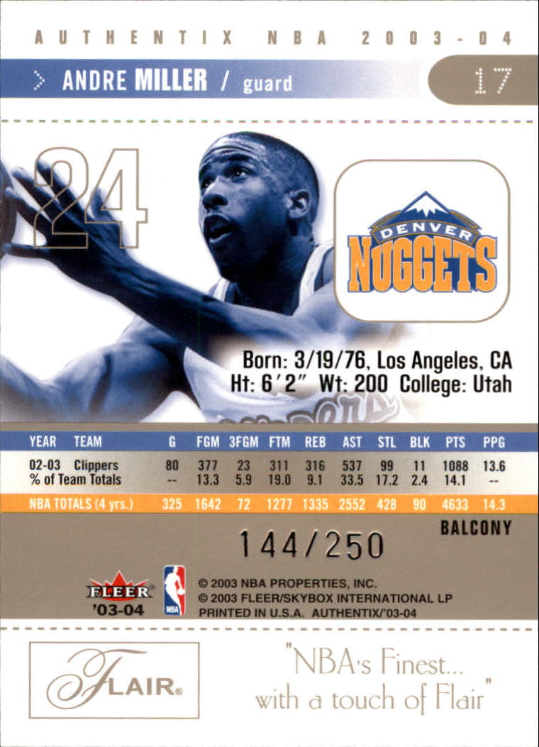 2003/2004 Authentix (Fleer) Basketball - Picture 251 of 319