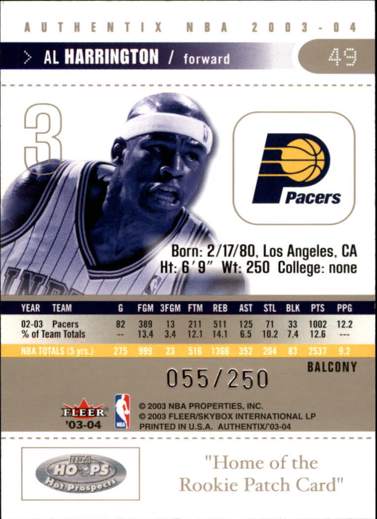 2003/2004 Authentix (Fleer) Basketball - Picture 255 of 319