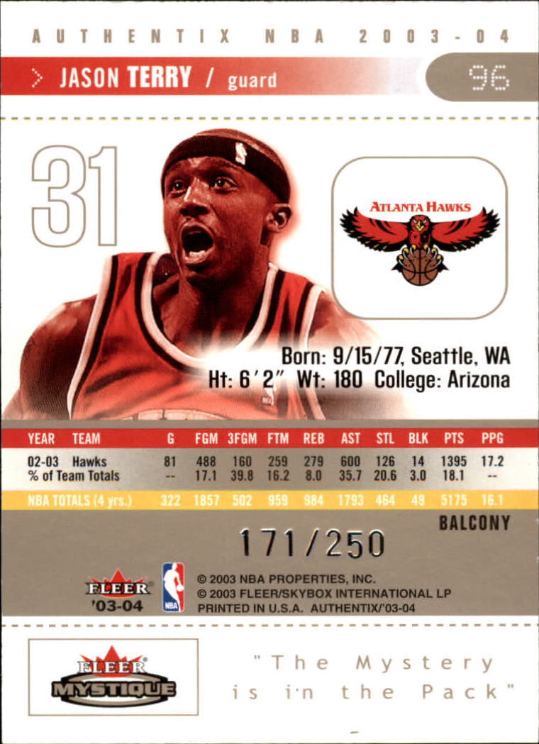 2003/2004 Authentix (Fleer) Basketball - Picture 265 of 319