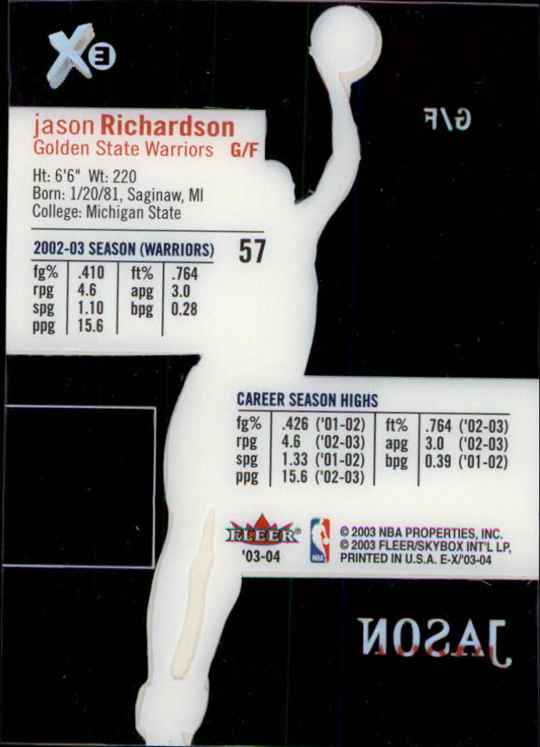 2003/2004 E-X (Fleer) Basketball - Picture 105 of 161