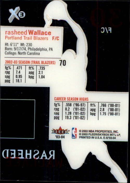 2003/2004 E-X (Fleer) Basketball - Picture 127 of 161
