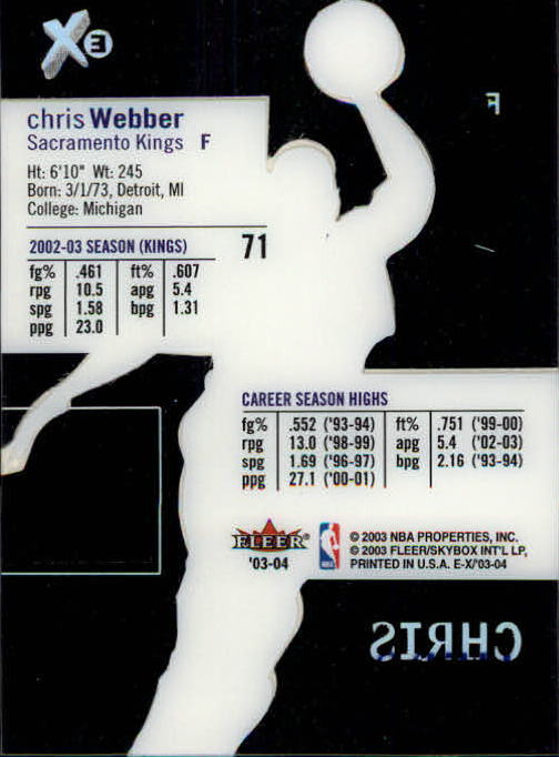 2003/2004 E-X (Fleer) Basketball - Picture 129 of 161