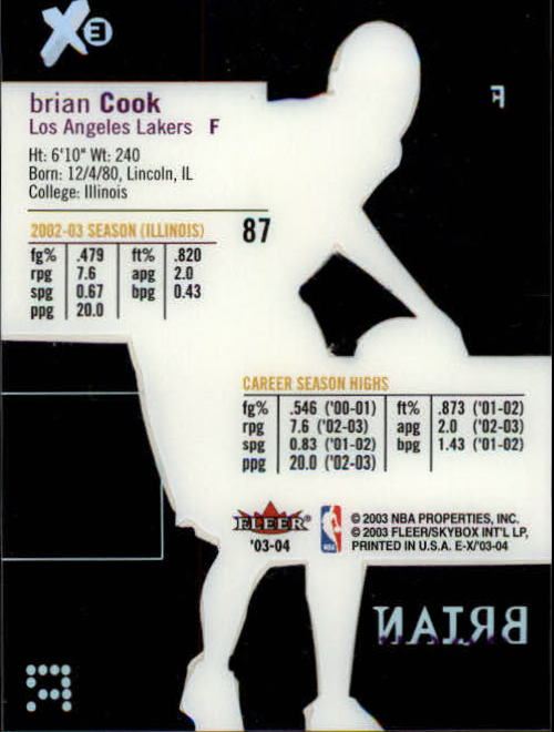 2003/2004 E-X (Fleer) Basketball - Picture 143 of 161