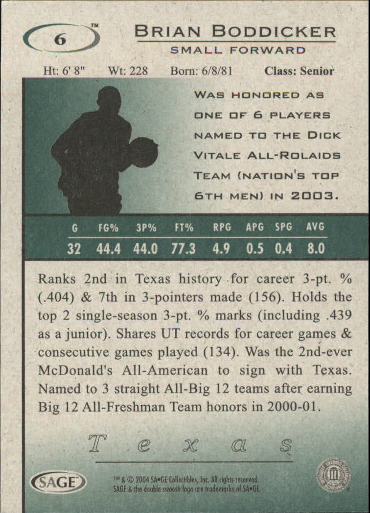 2004 Sage HIT Basketball "Main Set" Base Cards #1 to #50 - Picture 13 of 101