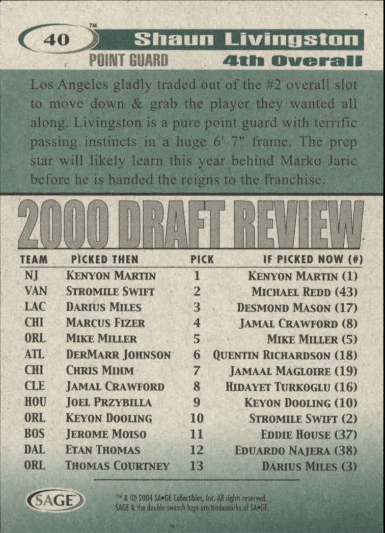 2004 Sage HIT Basketball "Main Set" Base Cards #1 to #50 - Picture 81 of 101