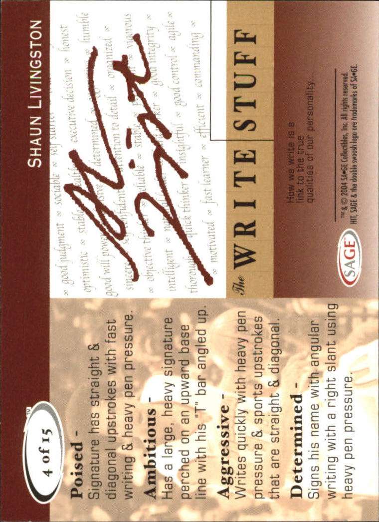 2004 Sage HIT Basketball "The Write Stuff" Insert Cards - Bild 9 von 27