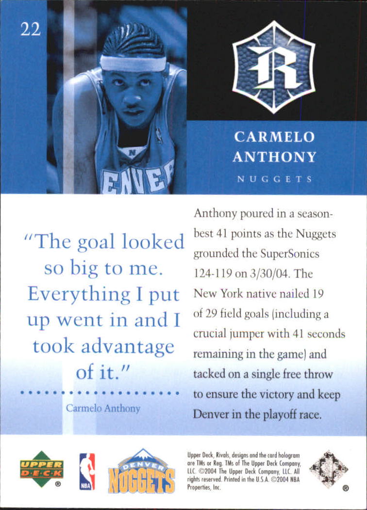 2004/2005 Upper Deck Rivals Box Set Basketball - Picture 33 of 49