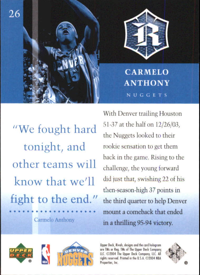 2004/2005 Upper Deck Rivals Box Set Basketball - Picture 39 of 49