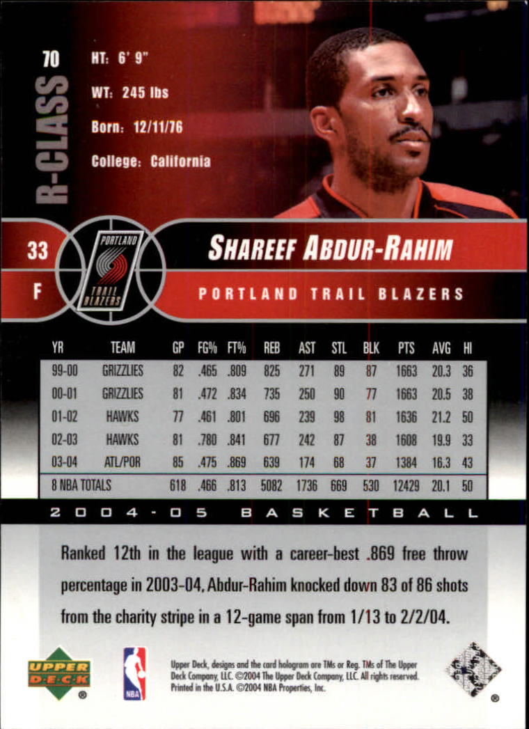 2004/2005 R-Class (Upper Deck) Basketball - Picture 109 of 215