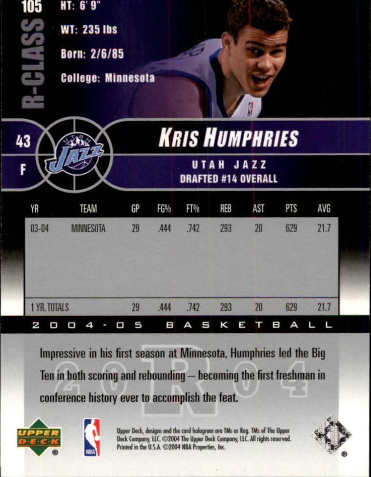 2004/2005 R-Class (Upper Deck) Basketball - Picture 163 of 215